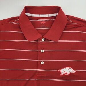The Razorback Collection XL Polo Shirt Arkansas‎ Hog Red White Striped